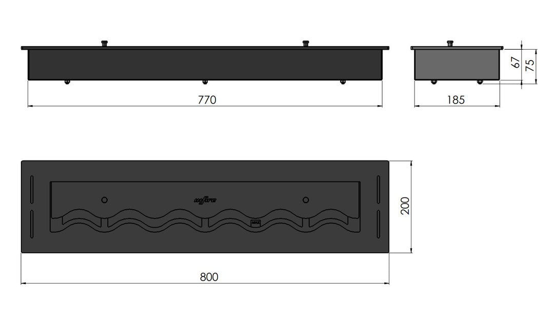 Bioethanol Einbaubrenner - WAVE 80cm